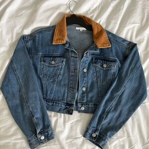 PacSun Blue Denim Jacket with Tan Collar